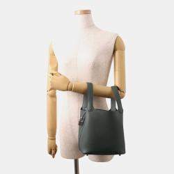 Pre Owned Hermes Picotin Lock Eclat Vert Mangrove/Guripantan Swift Leather Taurillon Clemence Size Pm