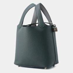 Pre Owned Hermes Picotin Lock Eclat Vert Mangrove/Guripantan Swift Leather Taurillon Clemence Size Pm