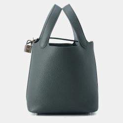 Pre Owned Hermes Picotin Lock Eclat Vert Mangrove/Guripantan Swift Leather Taurillon Clemence Size Pm