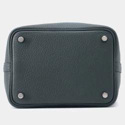 Pre Owned Hermes Picotin Lock Eclat Vert Mangrove/Guripantan Swift Leather Taurillon Clemence Size Pm