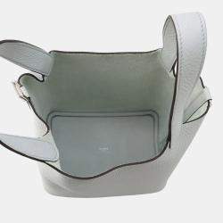 Pre Owned Hermes Picotin Lock Blue Pale Taurillon Clemence Size Pm