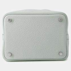 Pre Owned Hermes Picotin Lock Blue Pale Taurillon Clemence Size Pm