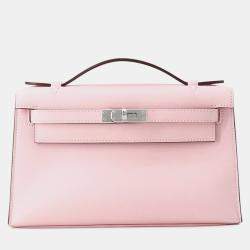 Pre Owned Hermes Pochettekelly Rose Sakura Swift Leather