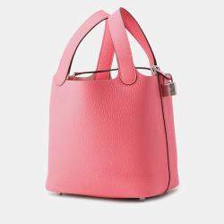 مملوكة مسبقًا Hermes Picotin Lock Rose Azalee Taurillon Clemence Size PM
