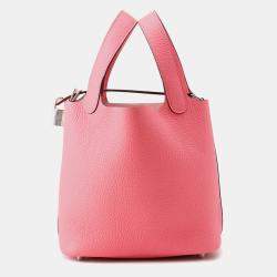 مملوكة مسبقًا Hermes Picotin Lock Rose Azalee Taurillon Clemence Size PM