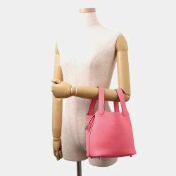 مملوكة مسبقًا Hermes Picotin Lock Rose Azalee Taurillon Clemence Size PM