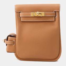 Pre Owned حقيبة هيرميس كيلي جامب جلد سوفت ذهبي