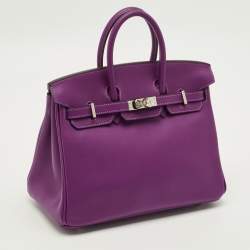 مملوكة مسبقًا حقيبة يد توتس هيرمس بيركين 25 جلد أنيموني سويفت إكسسوار مطلي بلاديوم
