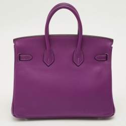 مملوكة مسبقًا حقيبة يد توتس هيرمس بيركين 25 جلد أنيموني سويفت إكسسوار مطلي بلاديوم