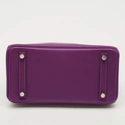 مملوكة مسبقًا حقيبة يد توتس هيرمس بيركين 25 جلد أنيموني سويفت إكسسوار مطلي بلاديوم