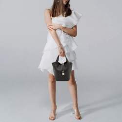 Pre Owned Hermes Picotin Lock 18 Noir Taurillon Clemence Leather Tote