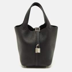 مملوكة مسبقًا Hermes Picotin Lock 18 Noir Taurillon Clemence Leather Tote