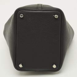 Pre Owned Hermes Picotin Lock 18 Noir Taurillon Clemence Leather Tote