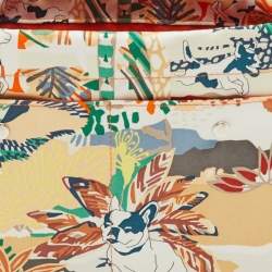 Pre Owned Hermes Fourbi 20 Pouch Orange/Gris Mouette/Fauve Printed Silk Clutch