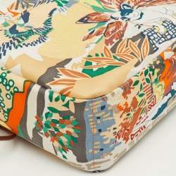 Pre Owned Hermes Fourbi 20 Pouch Orange/Gris Mouette/Fauve Printed Silk Clutch