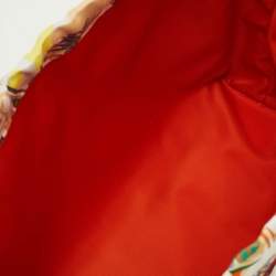 Pre Owned Hermes Fourbi 20 Pouch Orange/Gris Mouette/Fauve Printed Silk Clutch