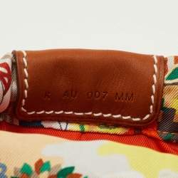 Pre Owned Hermes Fourbi 20 Pouch Orange/Gris Mouette/Fauve Printed Silk Clutch