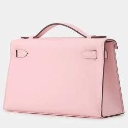 Pre Owned Hermes Pochettekelly Rose Sakura Swift Leather Handbag