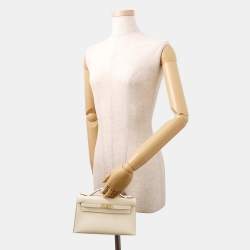 Pre Owned حقيبة هيرمس بوشتكيللي جلد سويفت كراي