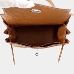 Pre Owned حقيبة هيرمس كيلي ريتورن جلد توغو ذهبي حجم 28