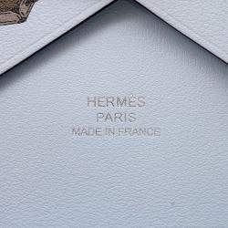 Pre Owned حقيبة هيرمس كالفي ديو نقش أزرق بريم جلد سويفت