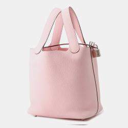 Pre Owned حقيبة قفل هيرمس بيكوتين وردي ساكورا جلد توريلون كليمانس 18