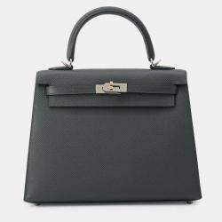 Pre Owned Hermes Kelly 25 Vert Mangrove Epsom Leather Bag