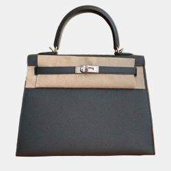 Pre Owned Hermes Kelly 25 Vert Mangrove Epsom Leather Bag