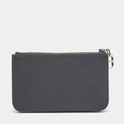 مملوكة مسبقًا Hermes Zipengo Chaine d'Ancre Gris Misty Evercolor Leather Card Holder