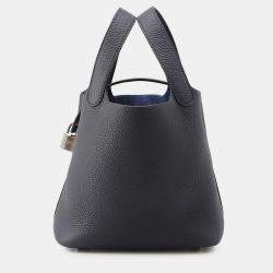 Pre Owned Hermes Picotin Lock Blue Nuit Taurillon Clemence Size PM