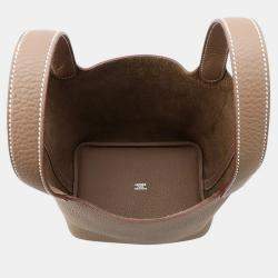 Pre Owned Hermes Picotin Padlock 18 Etoupe Taurillon Clemence Handbag