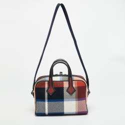 Pre Owned Hermès Victoria III Fourre Tout Mini Multicolor Madras Viking Canvas Satchel