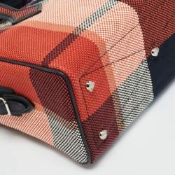 Pre Owned Hermès Victoria III Fourre Tout Mini Multicolor Madras Viking Canvas Satchel