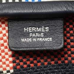Pre Owned Hermès Victoria III Fourre Tout Mini Multicolor Madras Viking Canvas Satchel