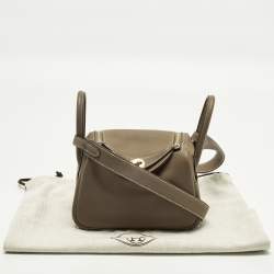 Pre Owned Hermès Lindy Mini Gold Finish Etoupe Swift Leather Shoulder Bag