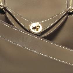 Pre Owned Hermès Lindy Mini Gold Finish Etoupe Swift Leather Shoulder Bag