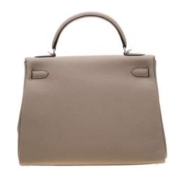 Pre Owned Hermes Gris Tourterelle Togo Leather Palladium Hardware Kelly Retourne 32 Bag