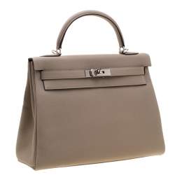 Pre Owned Hermes Gris Tourterelle Togo Leather Palladium Hardware Kelly Retourne 32 Bag
