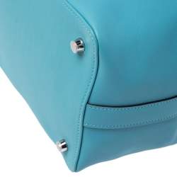 Pre Owned Hermes Aqua Swift Leather Palladium Hardware Toolbox 20 Satchel