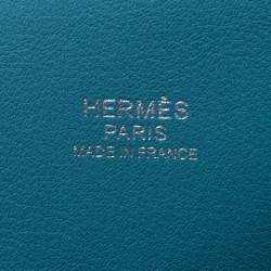 Pre Owned Hermes Aqua Swift Leather Palladium Hardware Toolbox 20 Satchel