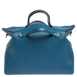 Hermes PHW Oxer Shoulder Bag Handbag Evercolor Leather Blue Colvert Blue