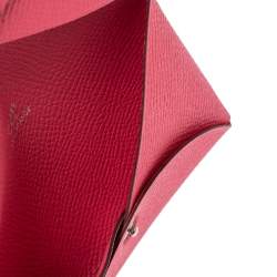 مملوكة مسبقًا Hermes Rose Azalee Epsom Leather Calvi Card Holder 