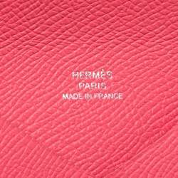 مملوكة مسبقًا Hermes Rose Azalee Epsom Leather Calvi Card Holder 