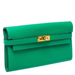 Hermes Green Leather Kelly Longue Wallet