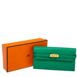Hermes Green Leather Kelly Longue Wallet