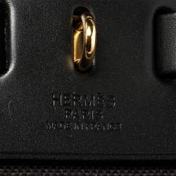 Pre Owned Hermes Black/Ebene Canvas and Leather Herbag Zip 31 Bag