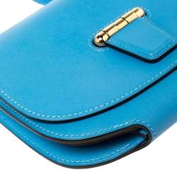 Pre Owned Hermes Blue Agate Swift Leather Mini Convoyeur Bag