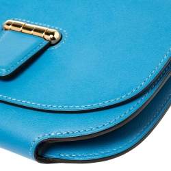 Pre Owned Hermes Blue Agate Swift Leather Mini Convoyeur Bag