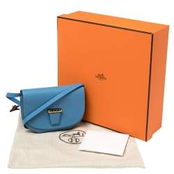 Pre Owned Hermes Blue Agate Swift Leather Mini Convoyeur Bag