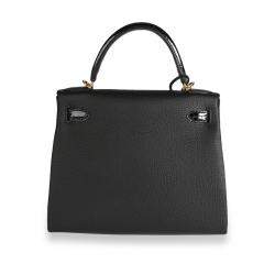 Hermes Black Togo Leather Niloticus Crocodile Kelly Retourne 28 Bag
